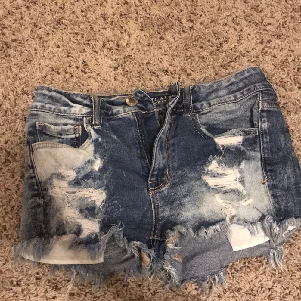 American Eagle Hi Rise Distress  Shorts